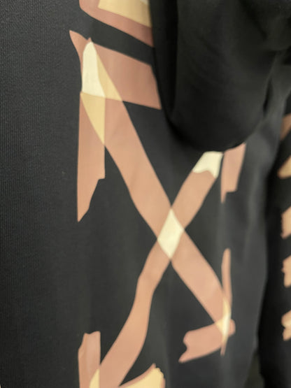 Hoodie con Zipper Off White ¨Virgil Abloh Tape Coffe¨