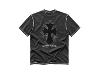 Playera Chrome Hearts "Grafiti Cross Leather Grey" (Slim fit)