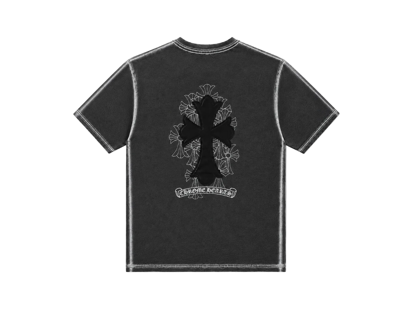 Playera Chrome Hearts "Grafiti Cross Leather Grey" (Slim fit)