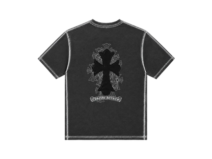 Playera Chrome Hearts "Grafiti Cross Leather Grey" (Slim fit)