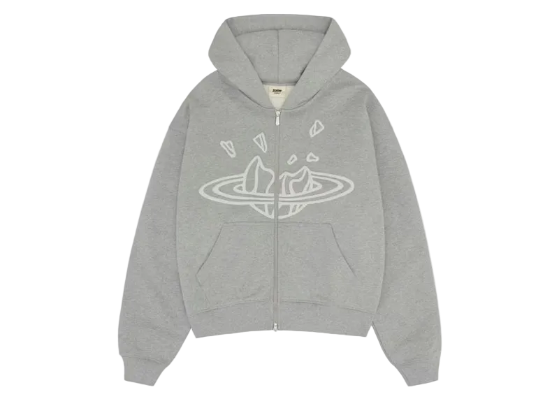 Hoodie con Doble Zipper Broken Planet - “Grey Orbit” (Oversize)