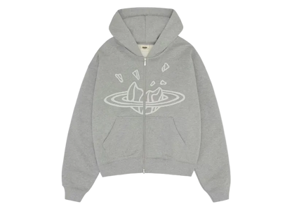 Hoodie con Doble Zipper Broken Planet - “Grey Orbit” (Oversize)