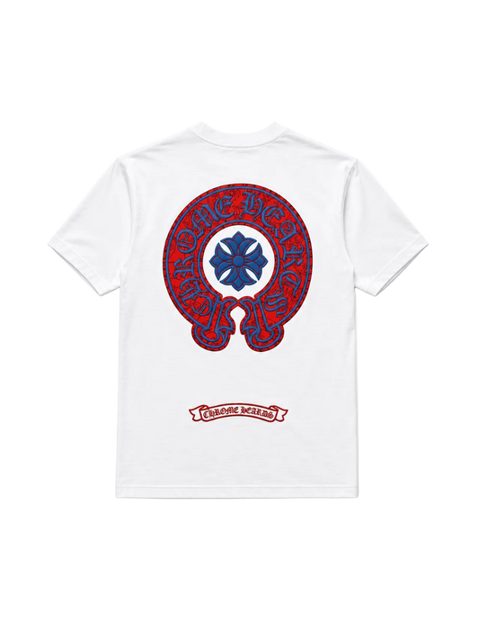 Playera Chrome Hearts "Horse Shoe White Orange" (Slim fit)