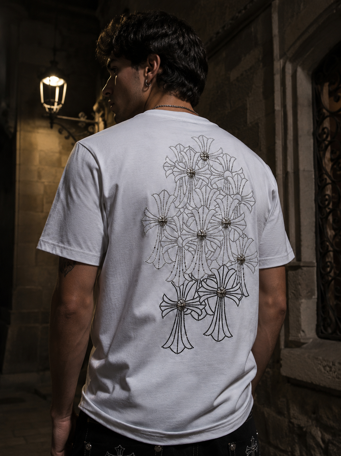 Playera Chrome Hearts "Crystal Cross White" (Slim fit)