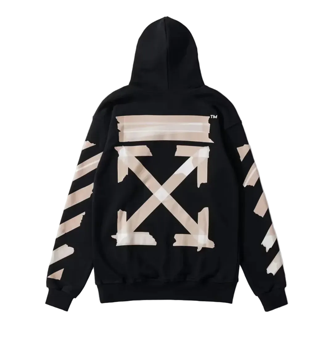 Hoodie con Zipper Off White ¨Virgil Abloh Tape Coffe¨