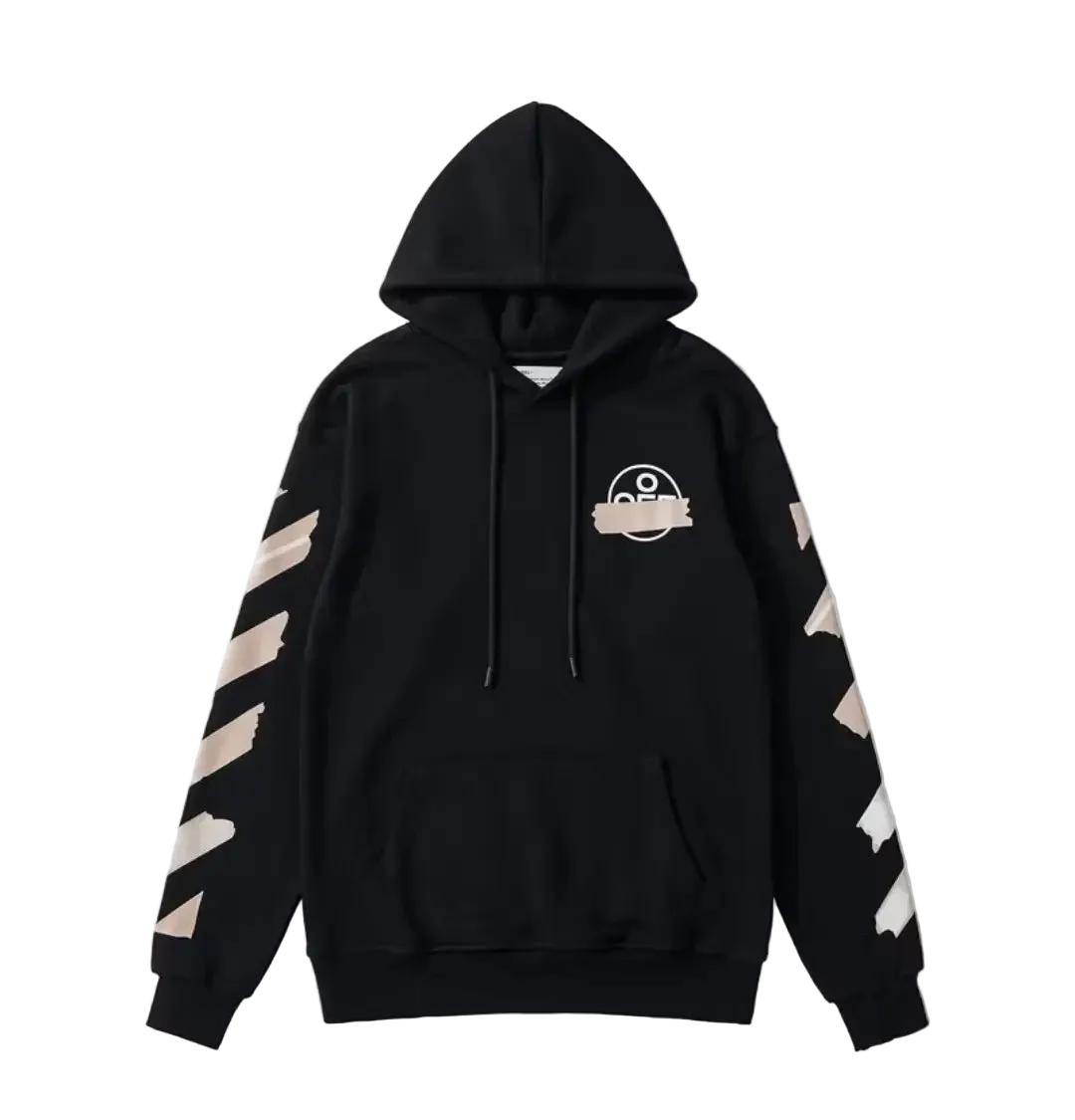 Hoodie con Zipper Off White ¨Virgil Abloh Tape Coffe¨