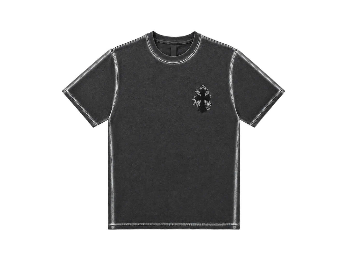 Playera Chrome Hearts "Grafiti Cross Leather Grey" (Slim fit)