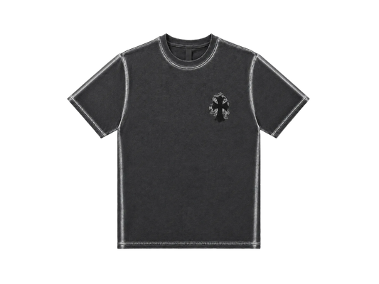 Playera Chrome Hearts "Grafiti Cross Leather Grey" (Slim fit)