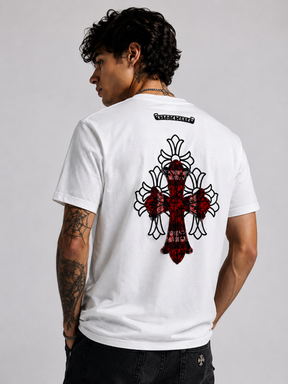 Playera Chrome Hearts “Red Cathedral Cross White” (Slim fit)