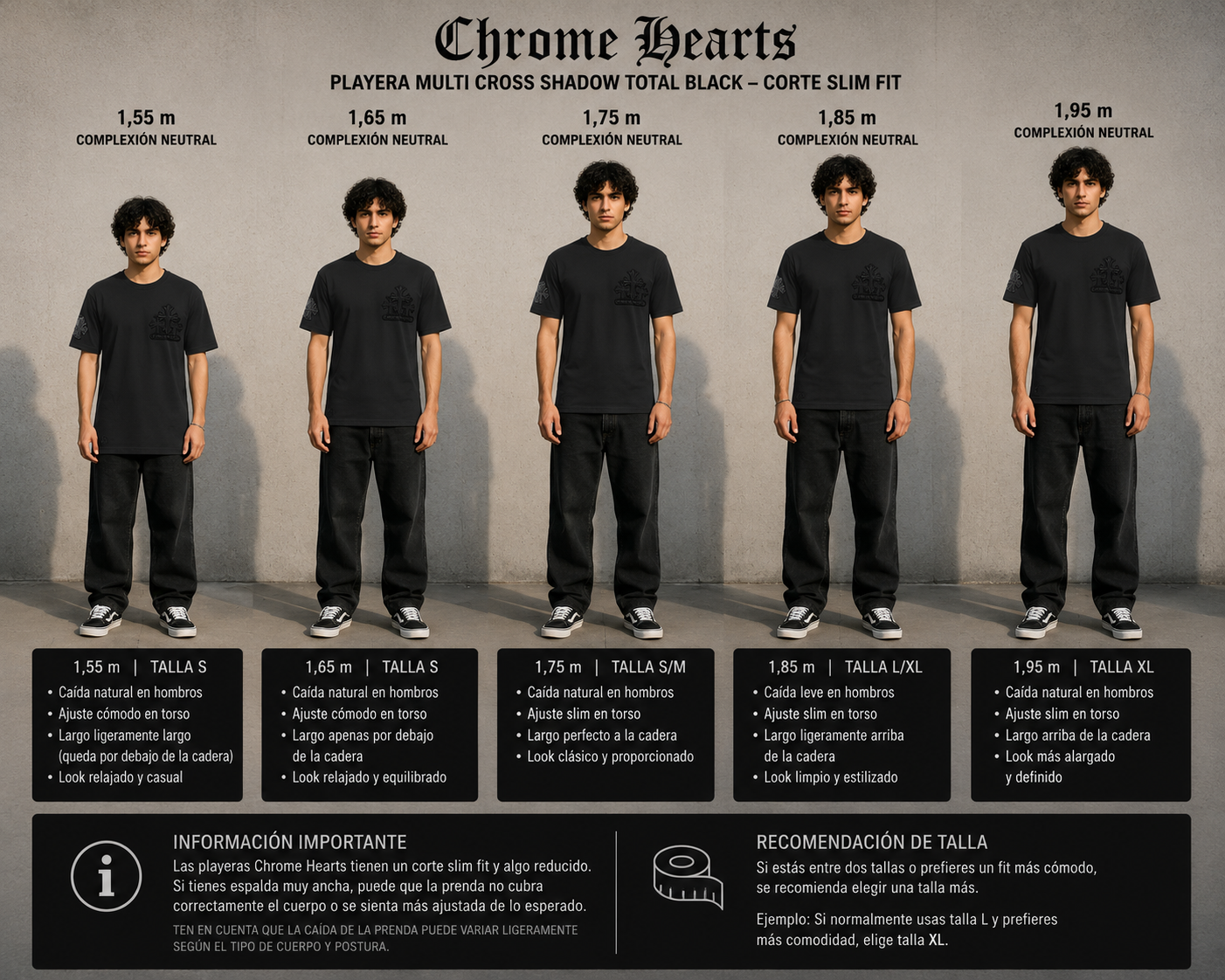 Playera Chrome Hearts "Multi Cross Shadow Total Black" (Slim fit)