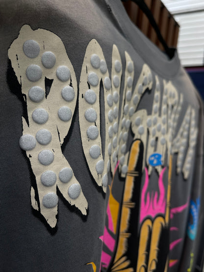 Playera Manga Larga Rough Play ¨Hand Rock Flame¨