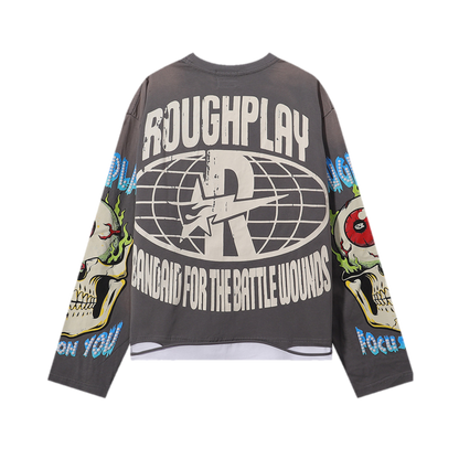 Playera Manga Larga Rough Play ¨Hand Rock Flame¨