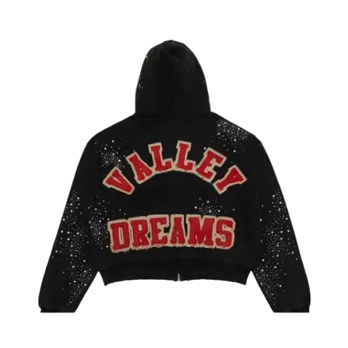 Hoodie con Zipper Valley Dreams - “Portugal” Black (Semi Boxy Fit)