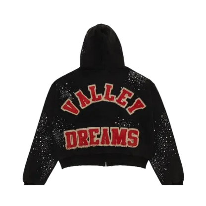 Hoodie con Zipper Valley Dreams - “Portugal” Black (Semi Boxy Fit)