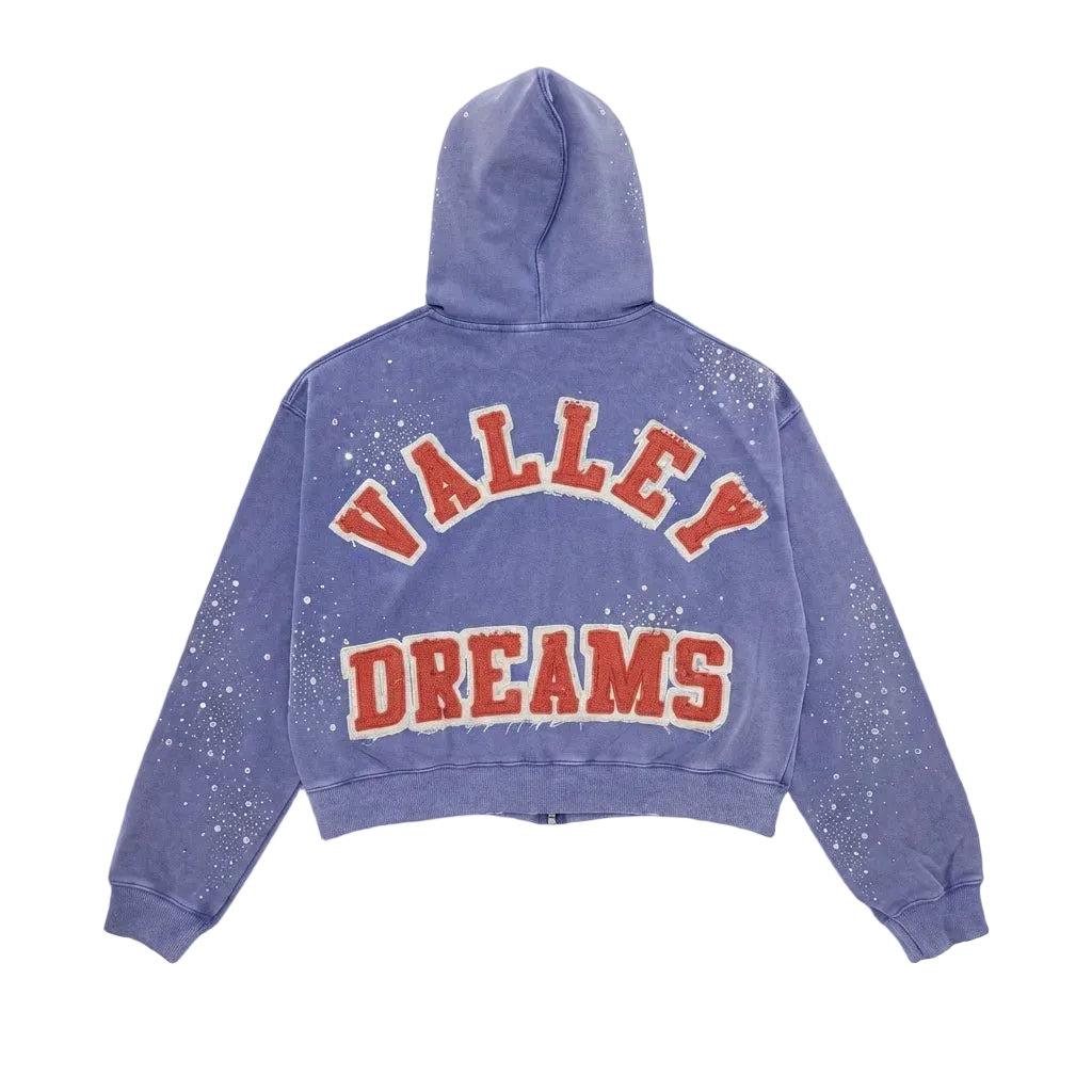 Hoodie con Zipper Valley Dreams - “Portugal” Blue (Semi Boxy Fit)