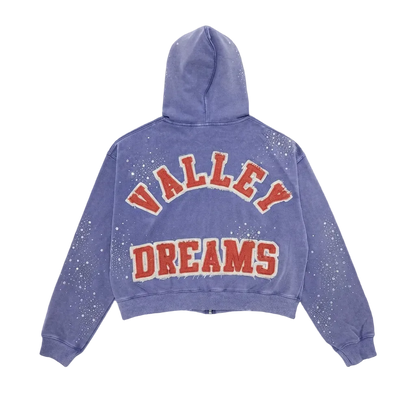 Hoodie con Zipper Valley Dreams - “Portugal” Blue (Semi Boxy Fit)