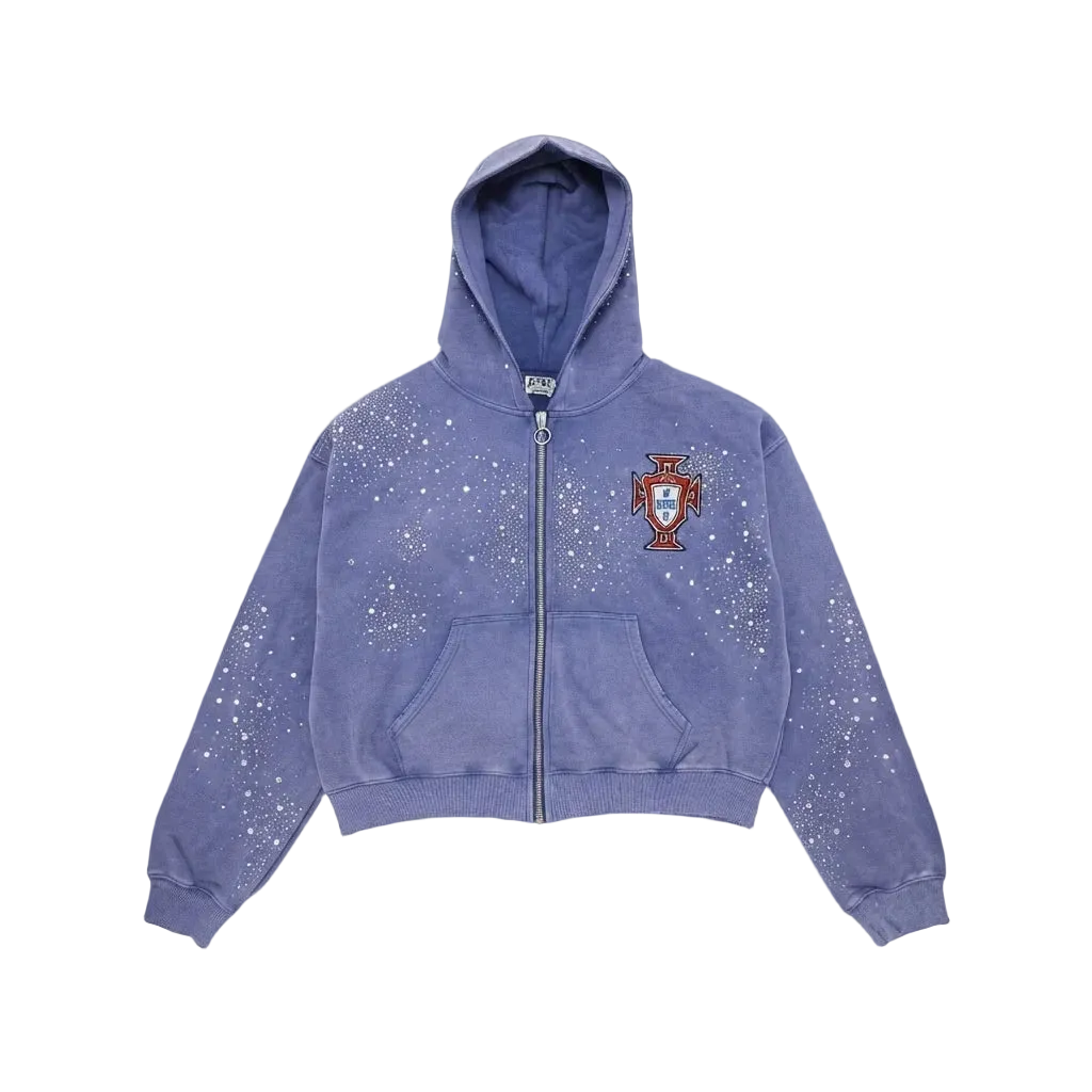 Hoodie con Zipper Valley Dreams - “Portugal” Blue (Semi Boxy Fit)