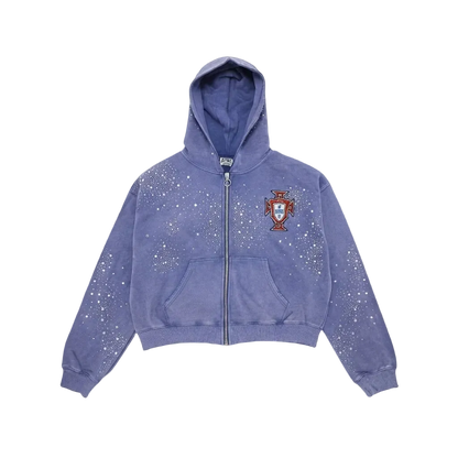 Hoodie con Zipper Valley Dreams - “Portugal” Blue (Semi Boxy Fit)